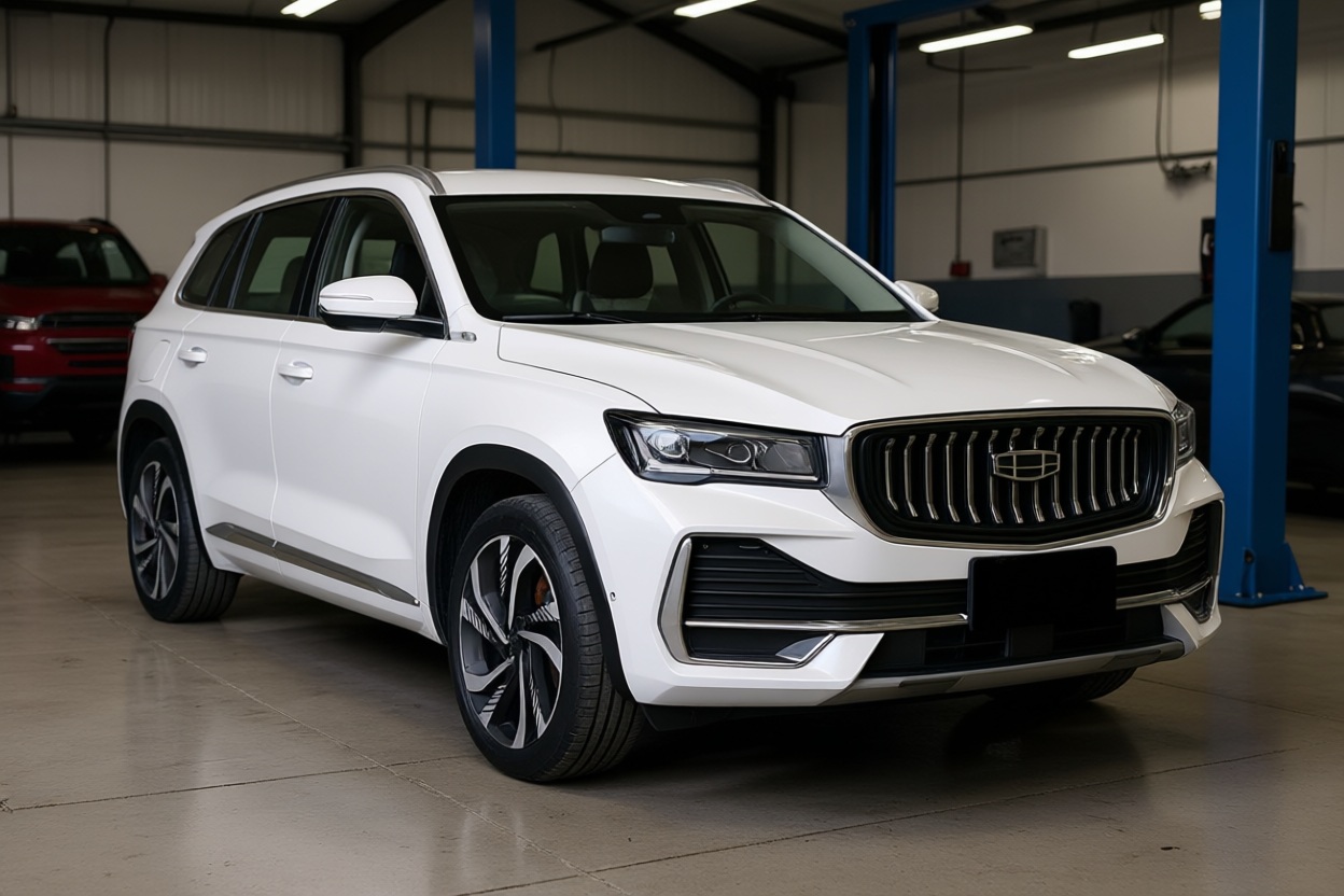 Geely Monjaro готовится к ремонту двигателя в автотехцентре