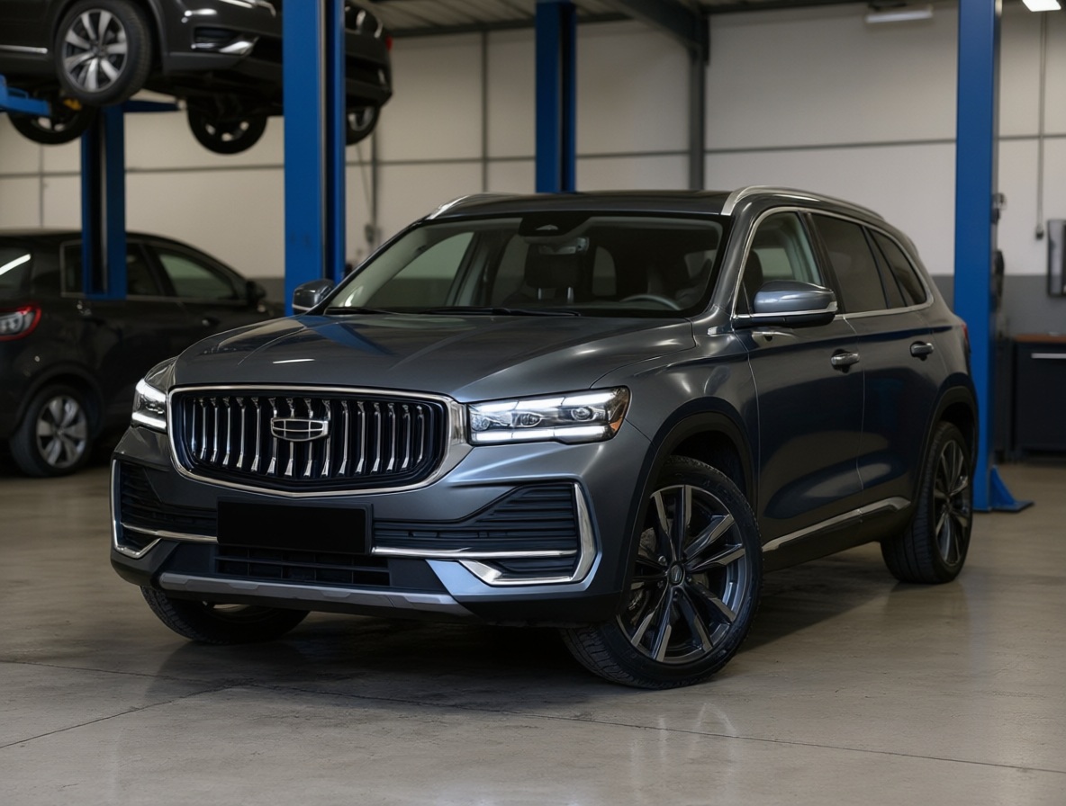 Geely Monjaro проходит проверку после схода-развала в автотехцентре