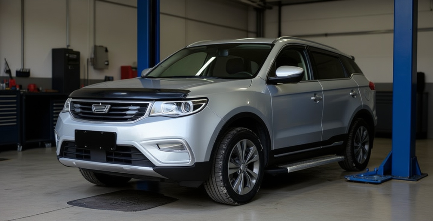 Geely Atlas готовится к замене переднего сальника коленвала в автотехцентре