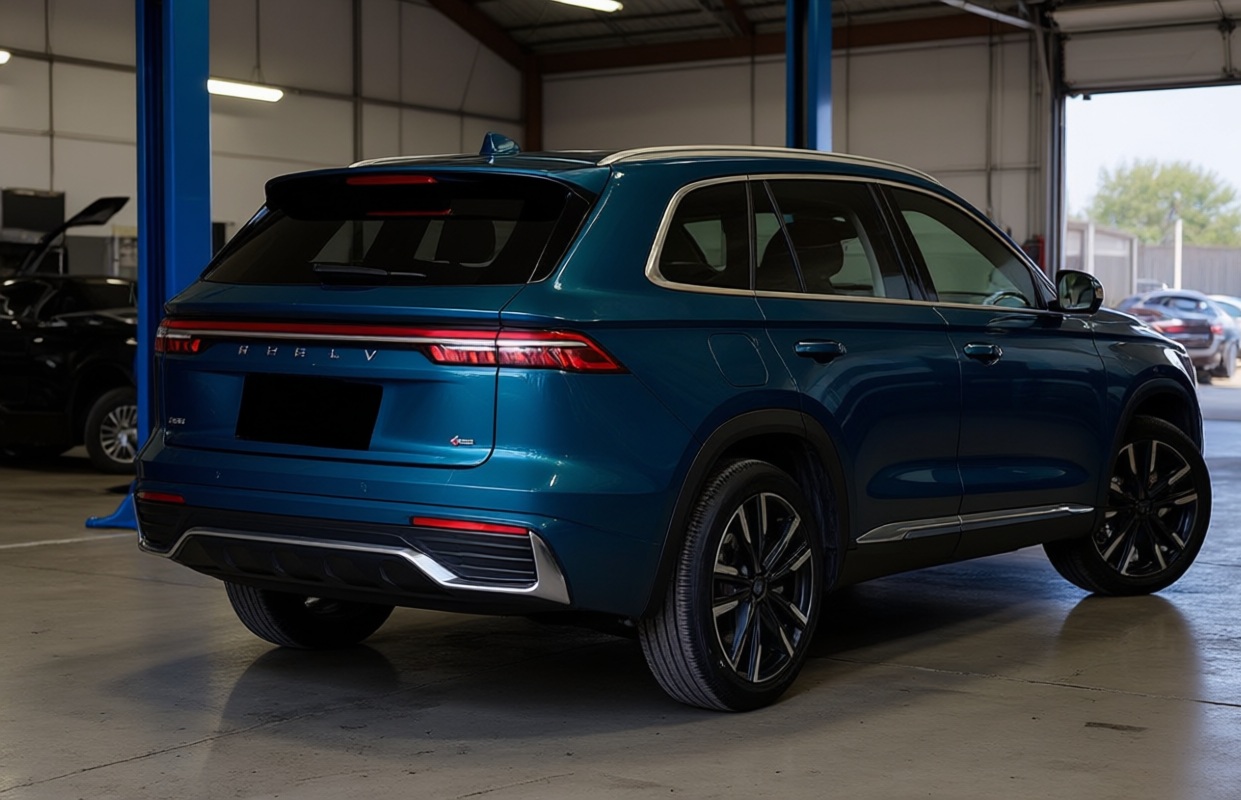 Geely Monjaro готовится к замене приводного ремня в автотехцентре