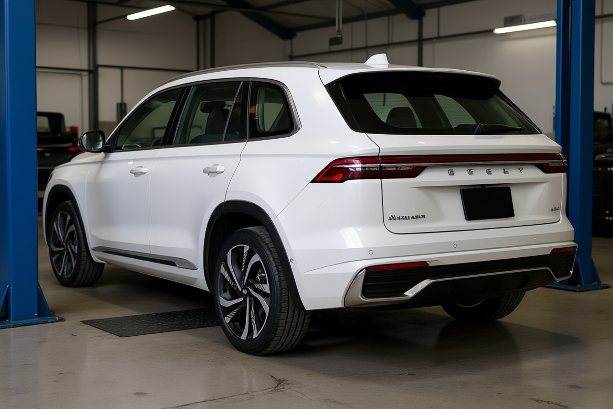 Geely Monjaro готовится к замене радиатора в автотехцентре