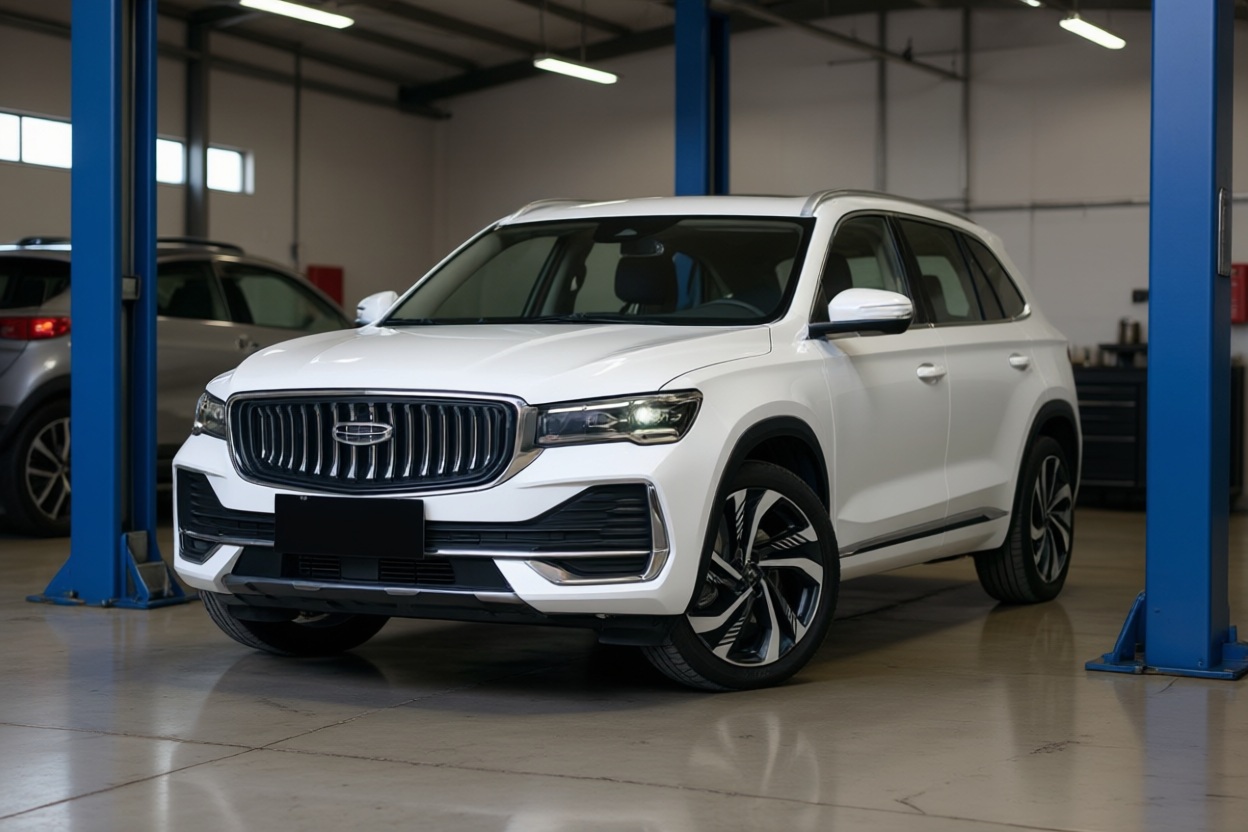 Geely Monjaro готовится к замене ШРУСа в автотехцентре