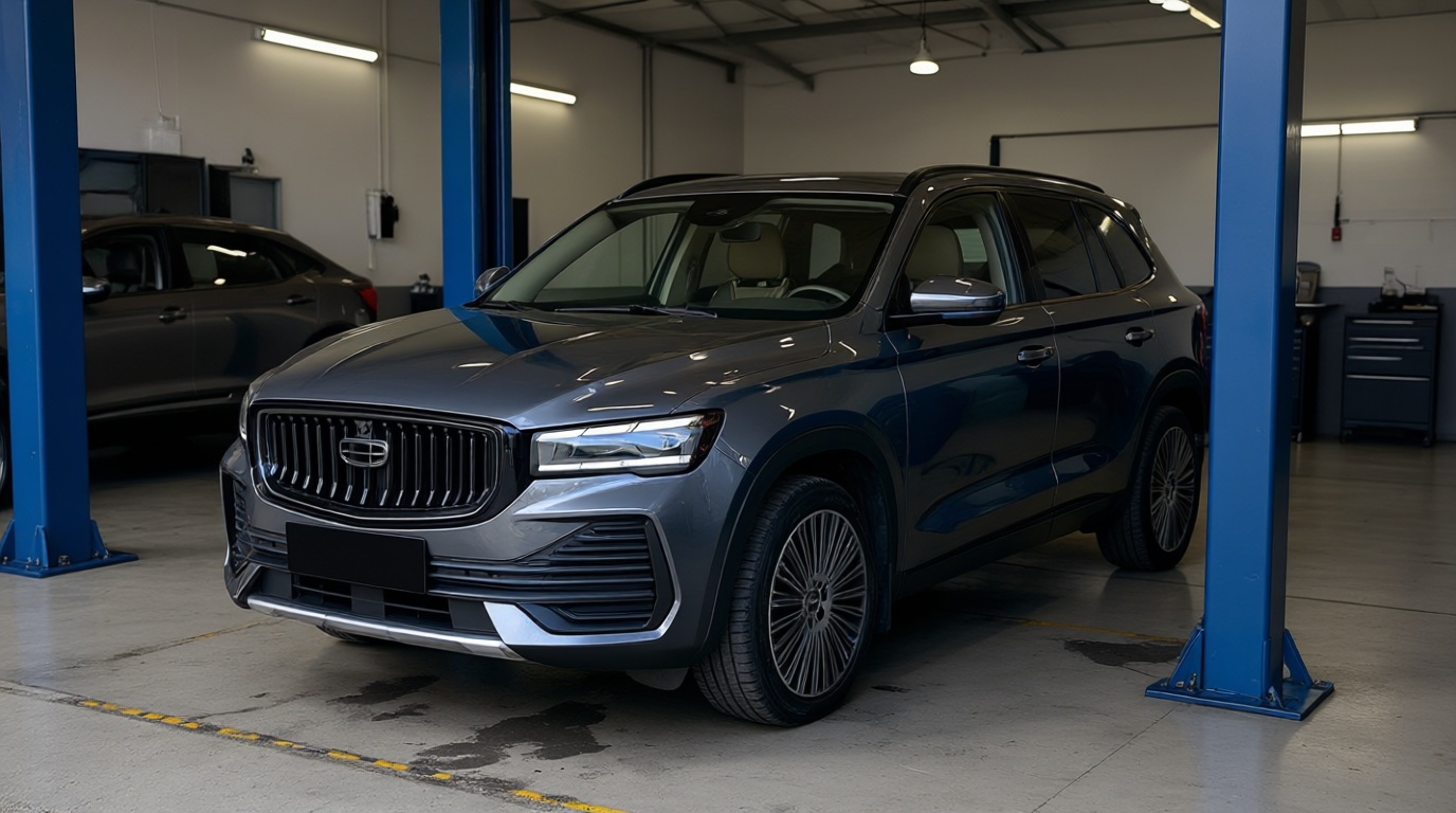 Geely Monjaro готовится к замене термостата в автотехцентре