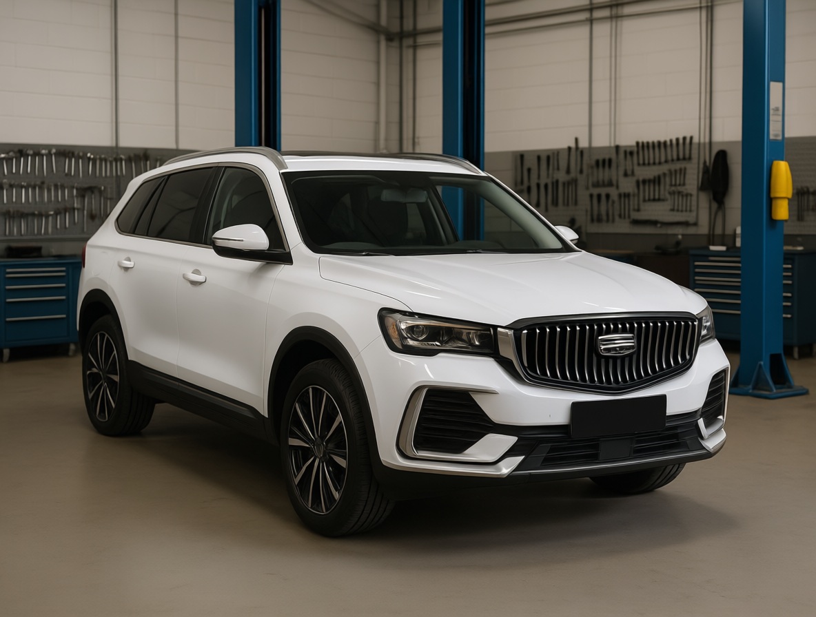 Geely Monjaro готовится к замене тормозных колодок в автотехцентре