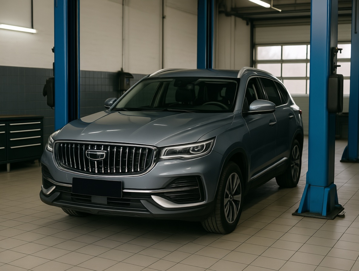 Geely Monjaro готовится к замене тормозной жидкости в автотехцентре